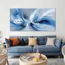 Blue White and Gray Abstract Canvas Wall Art for Living Room Framed Large Print Picture Painting Wall Decor for Bedroom Office Modern Home Abstract Wall Decorations Artwork Size 24x48 Ready to Hang