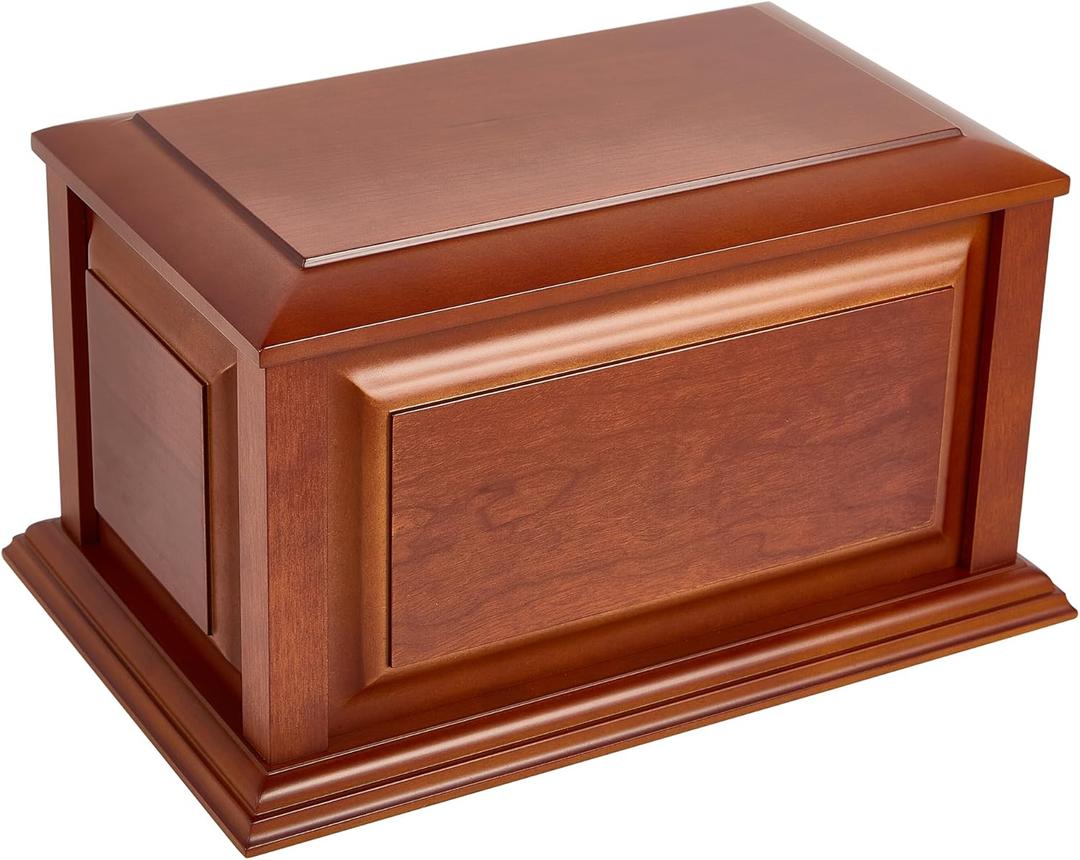 Handcrafted Extra Large Wooden Funeral Cremation Urn Box for Adult Human Ashes up to 320lbs (Coffee)