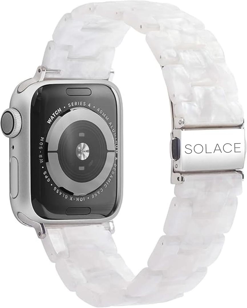 Solace Bands Lightweight Perma Watch Band - Universal Fit for Apple Watch Bands for Women & Men, iWatch Bands for 38mm 40mm 41mm 42mm 44mm 45mm 49mm Ultra, SE, Series 11 10 9 8 7 6 5-1 (Matte Solid) (Silver Hardware)