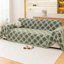 Reversible Couch Cover Blanket, Christmas Couch Cover, Chenille Sofa Cover Blanket, Christmas Sofa Covers Washable, 71"71" Couch Protector for Recliner & Chair (1PC, Green, Single Seater)