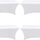 SEPARO Spandex Table Cover 4 Pack 6FT White Fitted Tablecloths, Washable Wrinkle Resistant Stretch Table Cloth Rectangle for Party Hosting Supplies, Wedding Decorations, Vendor Display, Banquet (72" x 30" (Rectangular))