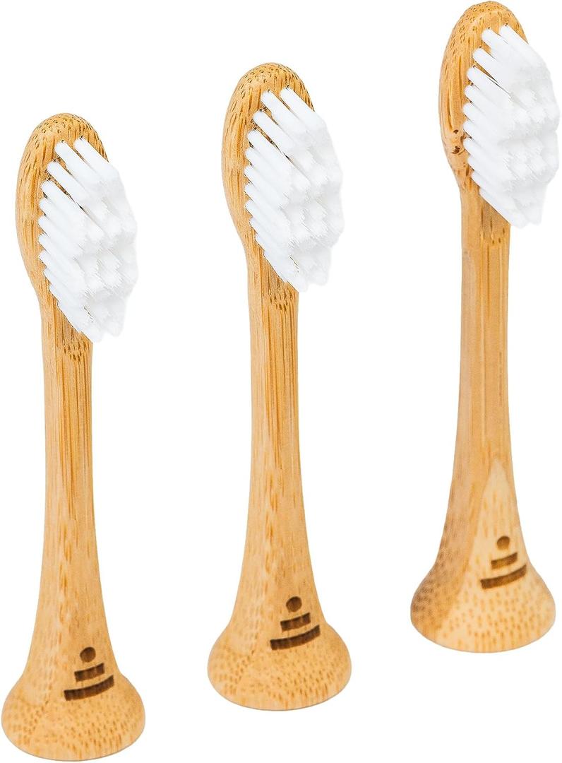 Better & Better Bamboo Sonic Toothbrush Replacement Heads | Replaceable Bamboo Sonic Brush Heads w/Soft, Plant-Based Bristles for High-Polish, Gentle Clean | Whitens Surface Stains & Removes Plaque