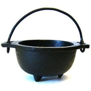 Cast Iron Cauldron w/Handle, Ideal for smudging, Incense Burning, Ritual Purpose, Decoration, Candle Holder, etc. (4" Diameter Handle to Handle, 2.5" Inside Diameter)