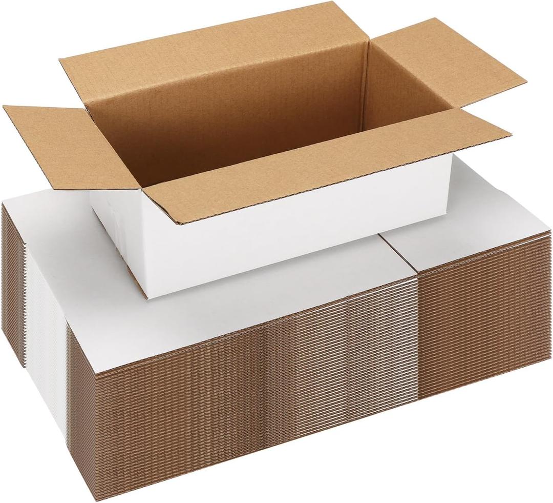 Shipping Boxes 8X4X3 Set of 40, White Corrugated Cardboard Box for Mailing Business Packaging