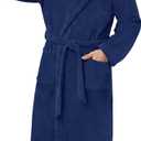 PJGGZ Men's Bathrobes with Hood, Soft Long Towel Robe for Men - Super Absorbent Quick Dry yet Warm (Blue, XL)