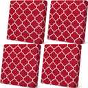 Newwiee 4 Pcs Waterproof Outdoor Cushion Covers for Patio Furniture Stretch Outdoor Couch Cushion Covers Replacement Moroccan Pattern Chair Seat Sofa Slipcovers Soft Flexibility Protector(Red)
