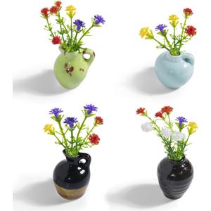 rhinocats Mini Vase Magnets for Fridge, Cute Magnetic Ceramic Vases for Refrigerator Kitchen Locker Office (4 Pack)