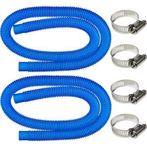 2 Pack 1.25" x 59" Pool Hoses for Above Ground Pools, Upgraded Pool Pump Replacement Hose for Intex Filter Pump 607, 637, 330GPH, 530GPH, 1000GPH, with 4 Metal Clamps (Blue)