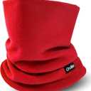 Winter Neck Warmer for Men Women, Fleece Neck Gaiter Double-Layer Face Cover Ski Mask for Cold Weather (Red)