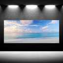 iKNOW FOTO Blue Beach Sun Ocean Landscape Canvas Prints Modern Stretched and Framed Seascape 1 Panel Giclee Prints Stunning Wall Art for Living Room and Bedroom Decor 20x48 Inches
