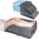 CIVJET 3-Height Adjustable Leg Elevation Pillows After Surgery - Memory Foam Support for Both Legs, Knee & Ankle Wedge for Swelling & Circulation, Removable Washable Velvet Cover