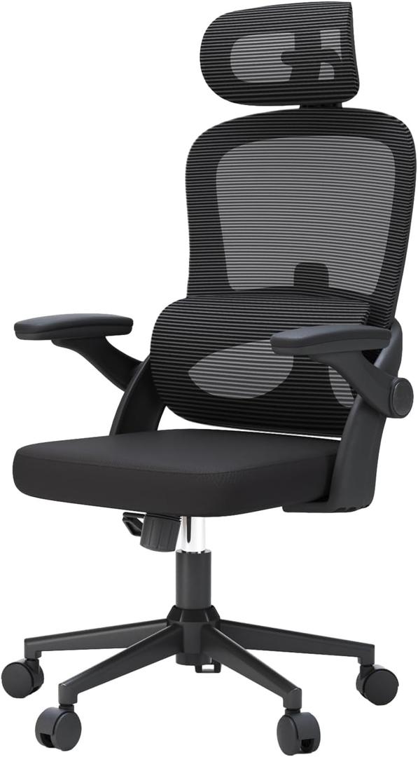 SIHOO M102C Ergonomic Mesh Office Chair, High Back Desk Chair with 3D Armrests, Up&Down Lumbar Support, Swivel Computer Task Chair with Adjustable 2D Headrest, Tilt Function Black (Black)