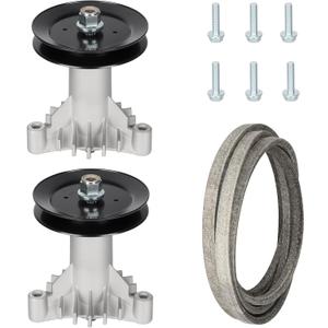 130794 Spindle + 153535 Pulley Kit Fits for 42" Deck Craftsman LT1000 LT2000 LTX1000 DYT4000(ONLY 3-Hole spindle) Husqvarna YTH1842 LT100, Includes 2 Spindles 532130794 128285, 95" Belt 144959