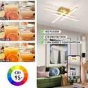 CANEOE Modern Ceiling Light Fixture, Gold Dimmable Close to Ceiling Light with Remote Control,Sputnik Flush Mount Ceiling Lamp for Bedroom Living Room Kitchen Modern Chandelier Light Fixture Ceiling