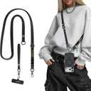 MAGEASY 2-IN-1 Cell Phone Lanyard Crossbody + Wrist Strap with Phone Tether Tab & Attachment Loop & Keychain Compatible with iPhone Most Smartphones | Click and Go Strap for Travel Anti Theft (Black)