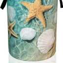 Starfish and Seashell on Beach Laundry Basket,Waterproof Foldable Laundry Hamper,Dirty Clothes Laundry Basket, Linen Bin Storage Organizer for Toy Collection 16" x 20"