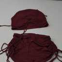 Women High Waisted Shorts Bikini Sets Tummy Control Swimsuit Two Piece Halter Drawstring Bathing Suit (Medium, Wine)