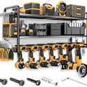 LBT Power Tool Organizer Wall Mount - 3 Layer Heavy Duty Tool Storage Rack with 7 Cordless Drill Holders, Loads 160Lbs Utility Rack for Garage, Workshop, Shed - Cool Gifts for Men, Dad, Husband