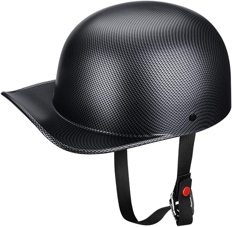 Baseball Style Cap Motorcycle Helmet Unisex-Adult - DOT Approved (Medium, Carbon Fiber)