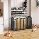 Snughome Short Dog Gate Indoor, 16" High Freestanding Small Dog Door Gate with Support Feet, Expands Up to 48’’ Wide Foldable Pet Gates for Doorway, 4 Panel Folding Pet Door Pet Fence for Puppy, Black