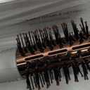 Travel Dual Voltage Hair Dryer Brush 4-IN-1 Portable Mini Hot Air Blow Dryer Straightener & Curler Brush, Titanium Round Blowout Styler Volumizer Tools, 110/240V US/EU/UK Plug for International Travel (Nacre White & Ros Gold)