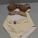 Verdusa Women's Sexy One Piece Swimsuit Ruched Cut Out Color Block Swimwear Bathing Suit Brown Beige, Medium