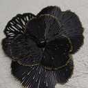 10" Metal Flower Wall Art Decor, Rustic Modern Floral Sculpture, Distressed Iron Wall Hanging Home Decoration Accent Artworks for Indoor Kitchen Bedroom Living Office Outdoor Garden Patio (36C-Black) (36C-Black)