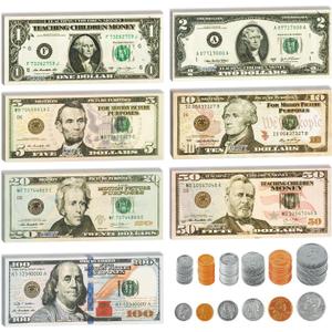 390 Pcs Play Money Kids Set, Number Learning Play for Kids teachingToys, Ages 3 and Up Kid Education Develop Early Math Skills, Birthday Gift Preschool Games for Boys & Girls