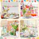 SmoothNovelty 24 Pcs Felt Easter Egg Tree Ornaments 3D Hanging Egg Decoration for Tree with Flower Colorful Stripes Felt Easter Decoration for Home Indoor Outdoor Holiday Basket Stuffers