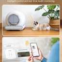 Self Cleaning Litter Box, Integrated Safety Automatic Cat Litter Box Self Cleaning 65L+9L for Multiple Cats, App Control, Odor Removal, Includes Mat & Liner (3 Rolls) - White