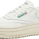 Reebok Club C Extra Platform Sneakers for Women, White Casual Tennis Women's Fashion Sneakers, Womens Shoes Size 5 to 11, Chalk/ Chalk/ Glen Green, 10 Medium