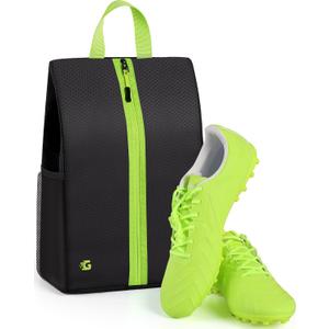 Youth Soccer Cleat Bag - Odor-Absorbing Lightweight Shoe Organizer | Smell-Proof Travel & Gym Storage with Active Carbon Fabric (Fits Spikes, Cleats, Basketball, Volleyball (UP TO US11, Black)