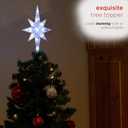 Alpine Corporation 13" Tall Snowflake 8-Point Tree Topper with 11 Cool White LED Lights, Christmas Decoration with Timer Function, and Radiant Glow for Holiday Trees