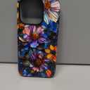 TAMUEL for iPhone 16 Pro Max Case, Colorful Flower Aesthetic Stained Glass Phone Case, Compatible with Magsafe, Cute Trendy Elegant Blue Floral Magnetic Slim Shockproof Protective Women Girl Cover