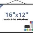 MaxGear Double-Sided Dry Erase Board for Wall, 16"x12" Hanging Whiteboard, Small Dry Erase White Board kit, Portable for Planning, Drawing, Memo, to Do List, Black Frame
