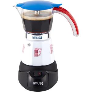 Imusa Special Edition Electric Cuba/Domino themed Espresso Maker, 3 or 6 Cups, White, Red, Blue