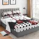 Full Size Bed Sheet Sets with Pillowcases, Guitar Rock Music 4 Pcs Soft Microfiber Bedding for Kids and Adults, Musical Play Flat, Fitted Sheet for Bedroom Bed Decor