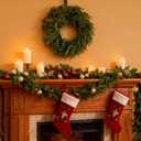 Large Christmas Wreath for Front Door Soft Touch Green Norfolk Pine Wreath for Indoor Outdoor Window Wall, Winter Holiday Home Decor