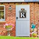 Last Name All Year Round Front Door Wreath with 26 Initial Letter Welcome Sign All Seasons Eucalyptus Garland and Bow Farmhouse, Porch, for Spring Summer Fall All Seasons Holiday Halloween Christmas