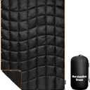 Camping Blanket, Packable Puffy Blanket Down Alternative Blanket Lightweight Windproof Water Resistant for Outdoors, Hiking, Backpacking, Beach, Car, Picnic, Stadium 52x75in (adults, Black)