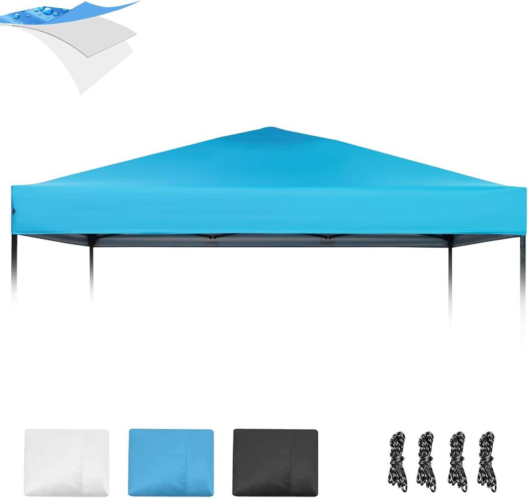 1010 Canopy Replacement Top, Pop Up Canopy Replacement Tent Cover for Straight Leg Frame, Waterproof Canopy Top Cover for Garden Patio Camping (Top Only)(SkyBlue) (10'x10' 420D)