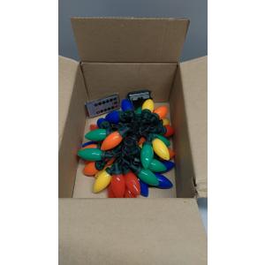 27.5Ft C7 LED Battery Operated Christmas Lights Outdoor with Timer, 8 Mode Twinkle Multicolor Christmas Tree Lights Indoor Outdoor Waterproof for Light up Christmas Tree Home Yard Decor, 50 LED Bulbs