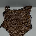 FeelinGirl V Neck Shapewear Bodysuits for Women Sleeveless Lace Body Shaper Tummy Control Thong Bodysuits for Women Leopard, Size M