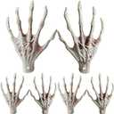 Yunsailing 3 Pairs Halloween Witch Skeleton Hands Realistic Plastic Scary Skeleton Hand Fake Human Hand for Halloween Decoration Scary Props Supplies, 6.3 x 9.25 Inches