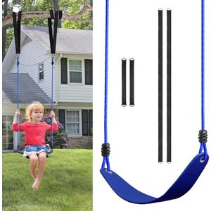 Tree Swing Seat for Kids Adults Outdoor - 250LB Heavy Duty Replacement, Blue Swings Set Accessories with Adjustable Straps, Easy Install Weather Resistant Playground Swing