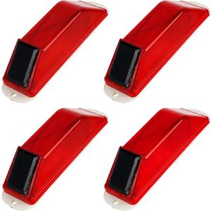Solar Strobe Warning Light 4-Pack Traffic Light Super Bright LED Flashing Beacon, Solar Powered Light-Control Warning Lamps, IP54 Waterproof Barricade Flashing Lights for Construction Safety (Red)