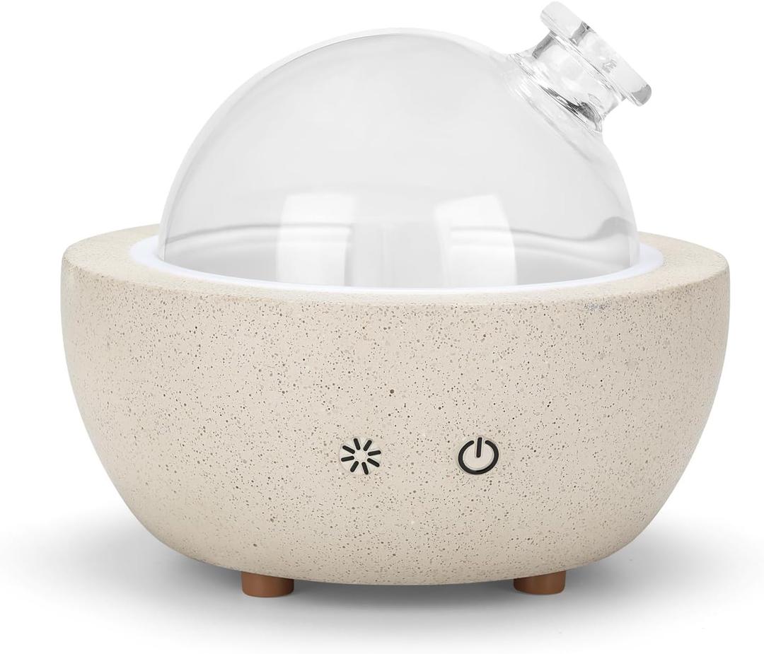 Essential Oil Aromatherapy Diffuser for Home Bedroom Large Room Glass Stone Ultrasonic Air Scent Mist Aroma Diffuser 200ML DefusersLight Grey