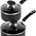 Nonstick Saucepan Set - 1 Quart and 2 Quart,Ultra Non Stick Sauce Pan Small Pot with Glass Lid,Great for Home Kitchen Restaurant,Black