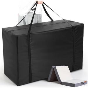 Tri Fold Folding Mattress Bag 6" Foldable Mattress Storage Cover Carry Case 600D Heavy Duty Waterproof Storage Bag with Reinforced Handle for Camping, Travel, 41.7" x 27.9" x 18.1"