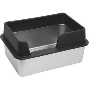 Kichwit Stainless Steel Cat Litter Box with High Sides Easy to Clean, Smooth Surface, Rust Resistant, 19.8" x 13.8" x 10" (with Lid)